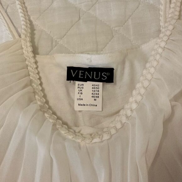 NWOT Venus White Pleated Braided Spaghetti Strap Blouse Size M - Picture 5 of 16